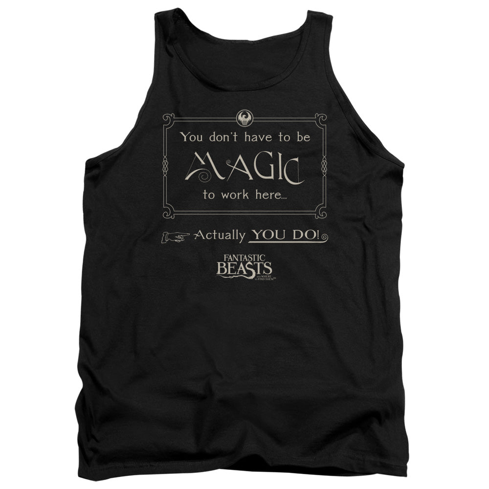 Fantastic Beasts Magic To Work Here Mens Tank Top Shirt Black