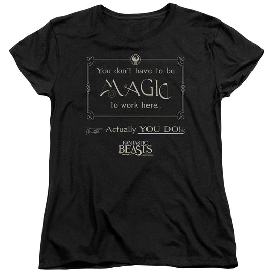 Fantastic Beasts Magic To Work Here Womens T Shirt Black