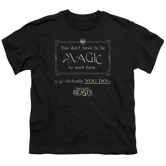 Fantastic Beasts Magic To Work Here Kids Youth T Shirt Black