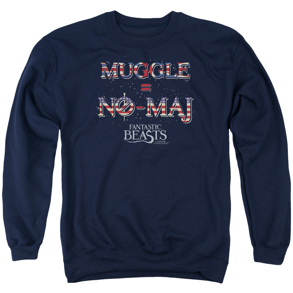 Fantastic Beasts Uk Us No Maj Mens Crewneck Sweatshirt Navy Blue