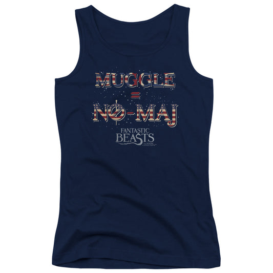 Fantastic Beasts Uk Us No Maj Womens Tank Top Shirt Navy Blue