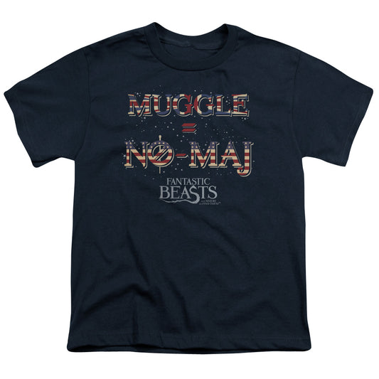 Fantastic Beasts Uk Us No Maj Kids Youth T Shirt Navy Blue