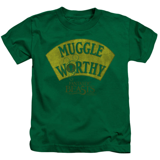 Fantastic Beasts Muggle Worthy Juvenile Kids Youth T Shirt Kelly Green