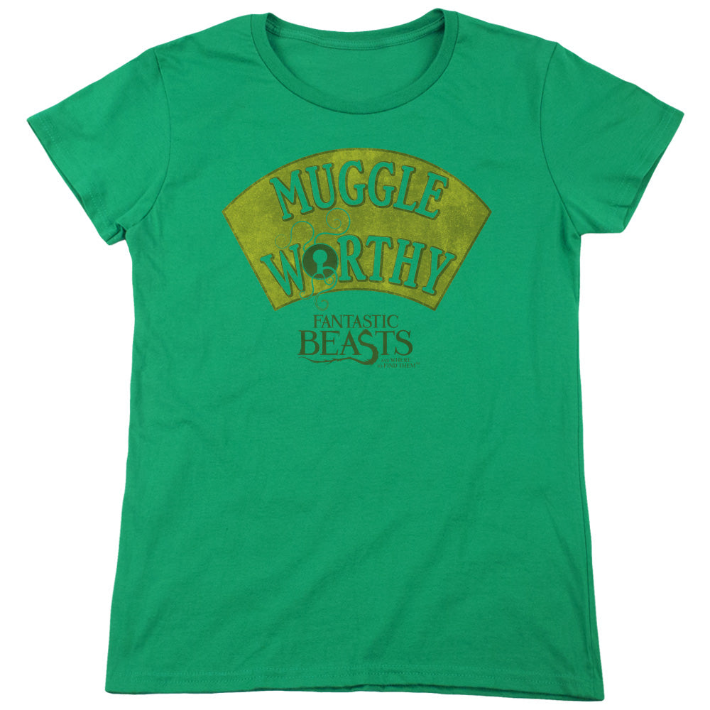 Fantastic Beasts Muggle Worthy Womens T Shirt Kelly Green