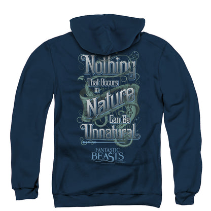 Fantastic Beasts Unnatural Back Print Zipper Mens Hoodie Navy Blue