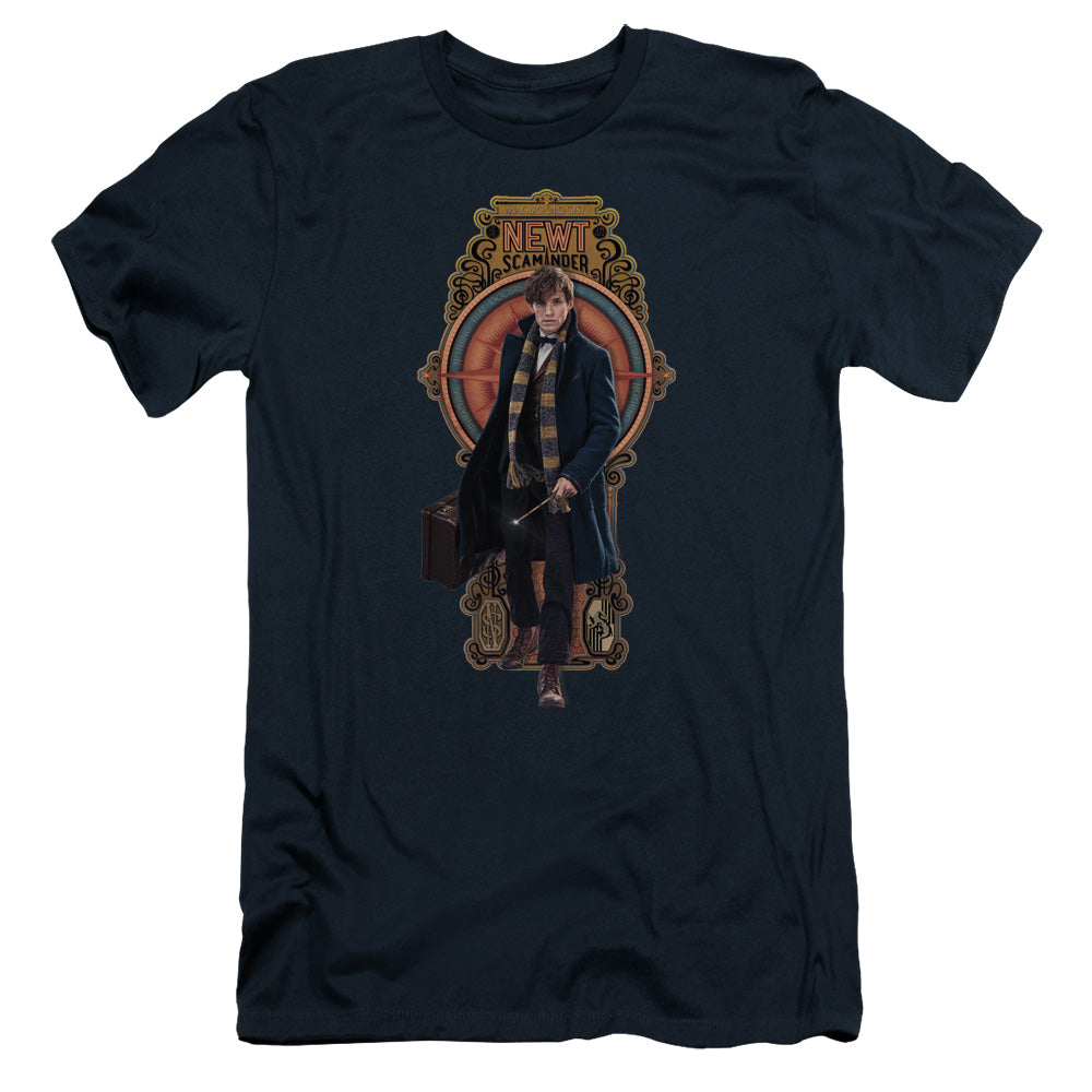 Fantastic Beasts Newt Scamander Premium Bella Canvas Slim Fit Mens T Shirt Navy Blue