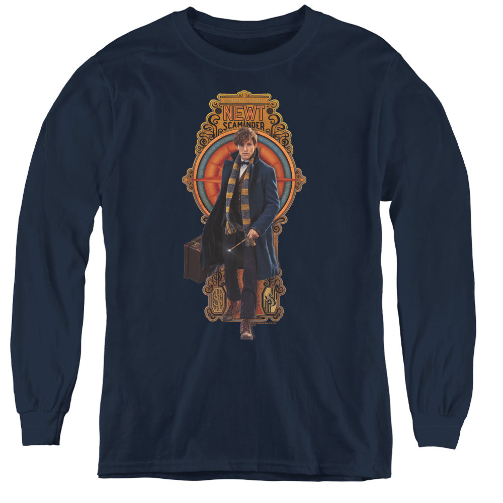 Fantastic Beasts Newt Scamander Long Sleeve Kids Youth T Shirt Navy Blue