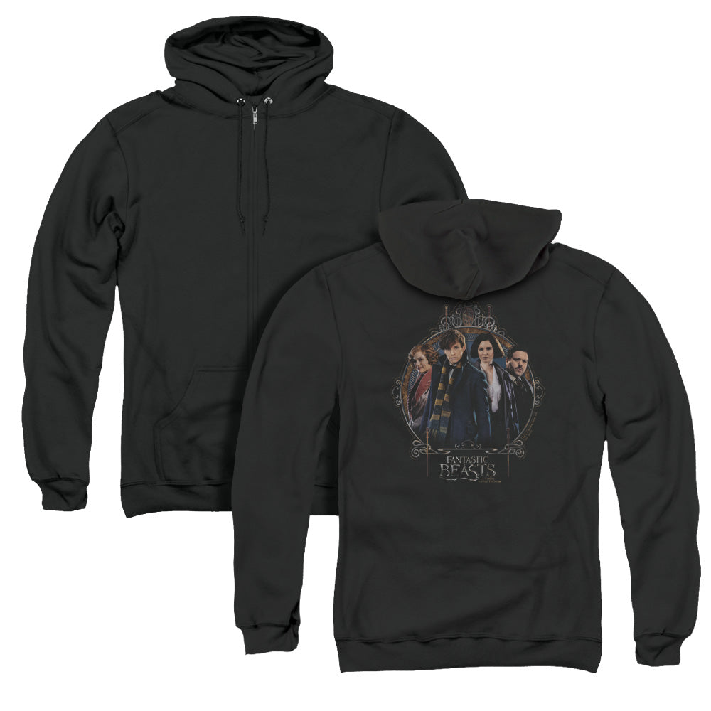 Fantastic Beasts Group Portrait Back Print Zipper Mens Hoodie Black