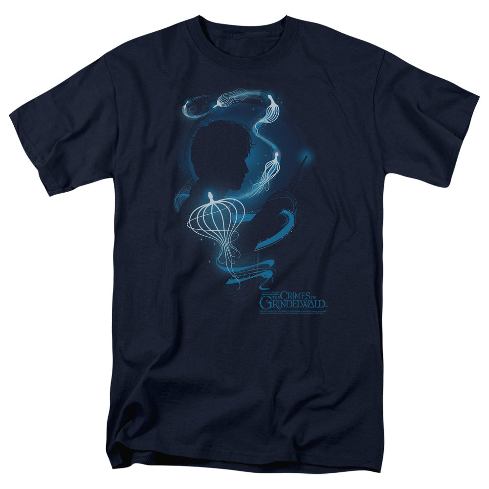 Fantastic Beasts 2 Newt Silhouette Mens T Shirt Navy Blue