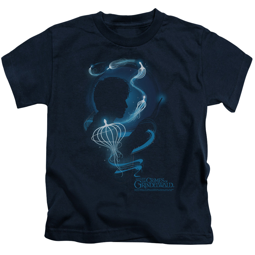 Fantastic Beasts 2 Newt Silhouette Juvenile Kids Youth T Shirt Navy Blue