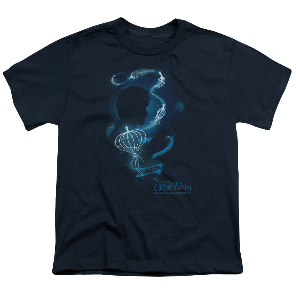 Fantastic Beasts 2 Newt Silhouette Kids Youth T Shirt Navy Blue