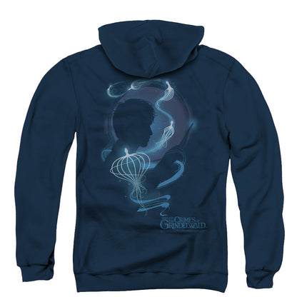 Fantastic Beasts 2 Newt Silhouette Back Print Zipper Mens Hoodie Navy Blue