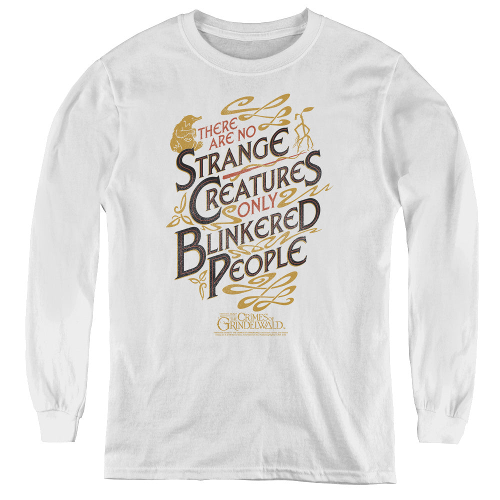 Fantastic Beasts 2 Blinkered People Long Sleeve Kids Youth T Shirt White