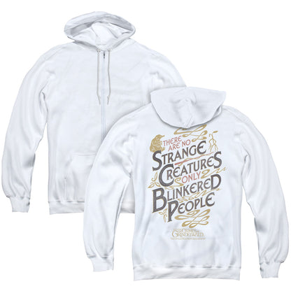 Fantastic Beasts 2 Blinkered People Back Print Zipper Mens Hoodie White