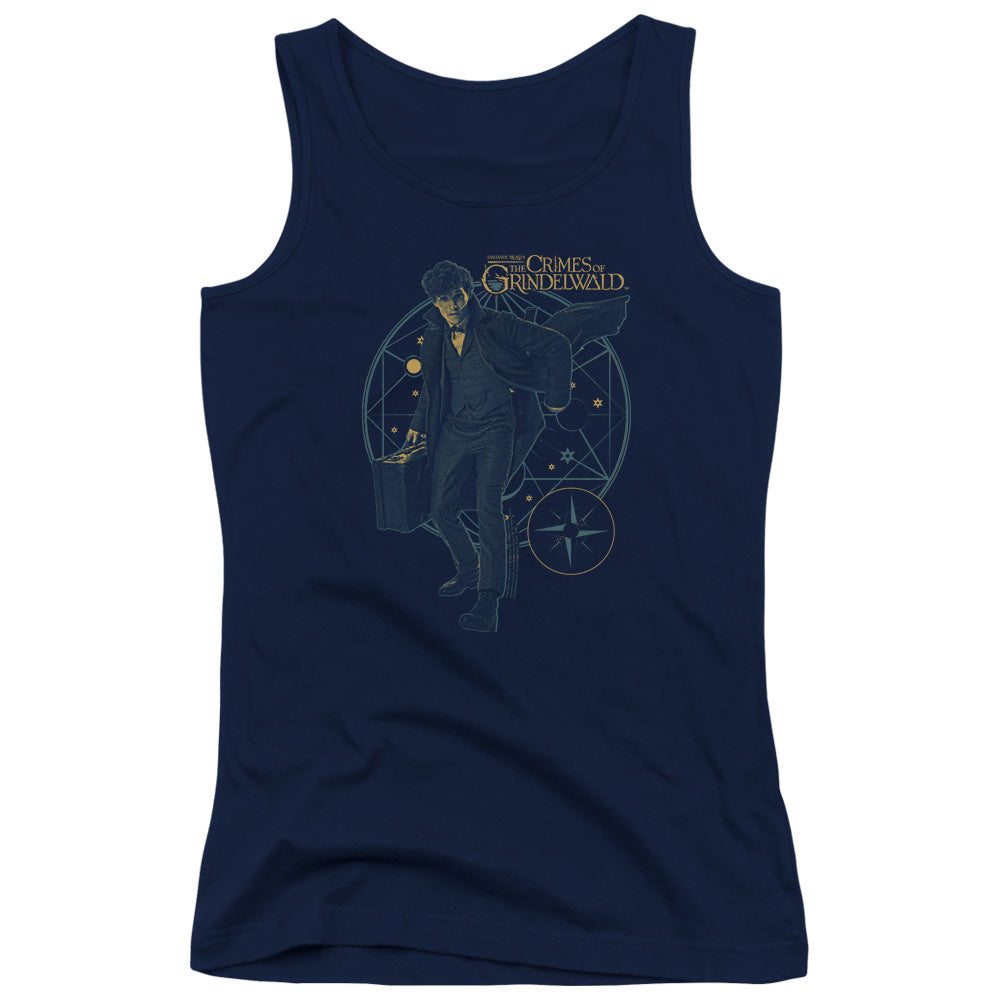 Fantastic Beasts 2 Suitcase Womens Tank Top Shirt Navy Blue