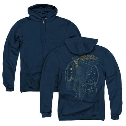 Fantastic Beasts 2 Suitcase Back Print Zipper Mens Hoodie Navy Blue