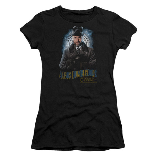 Fantastic Beasts 2 Dumbledore Junior Sheer Cap Sleeve Womens T Shirt Black