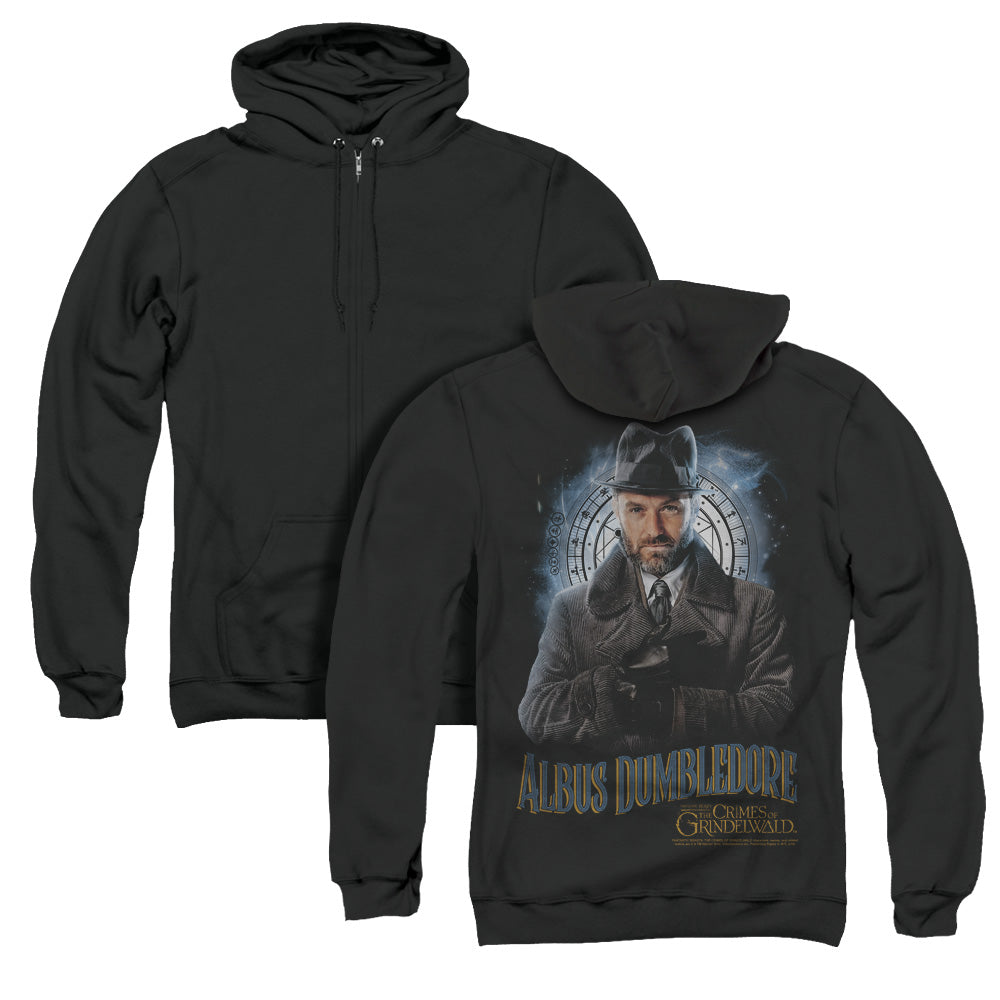 Fantastic Beasts 2 Dumbledore Back Print Zipper Mens Hoodie Black