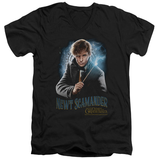 Fantastic Beasts 2 Scamander Monogram Mens Slim Fit V-Neck T Shirt Black