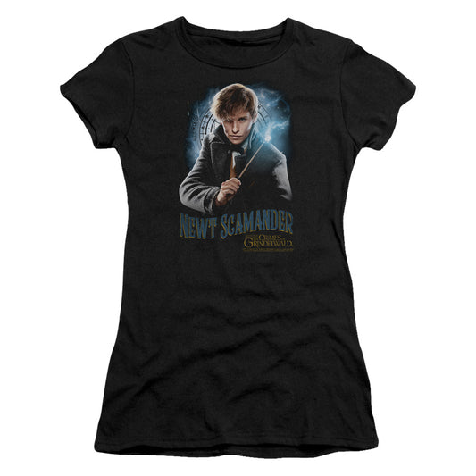 Fantastic Beasts 2 Scamander Monogram Junior Sheer Cap Sleeve Womens T Shirt Black