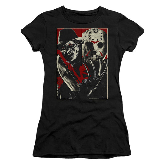 Freddy Vs Jason Vs Junior Sheer Cap Sleeve Womens T Shirt Black