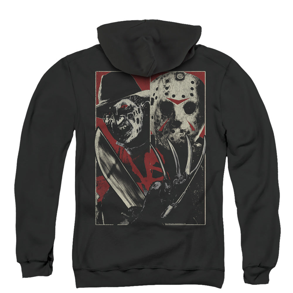 Freddy Vs Jason Vs Back Print Zipper Mens Hoodie Black