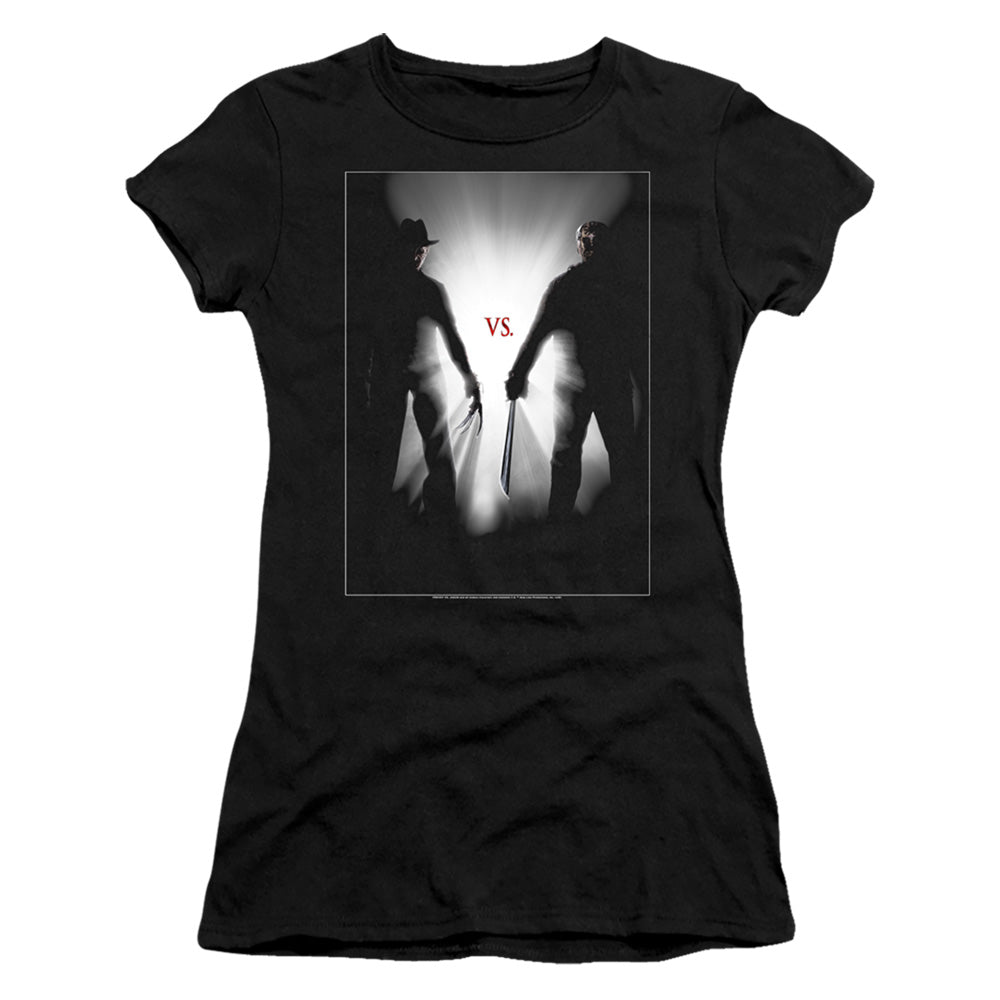 Freddy Vs Jason Silhouettes Junior Sheer Cap Sleeve Womens T Shirt Black