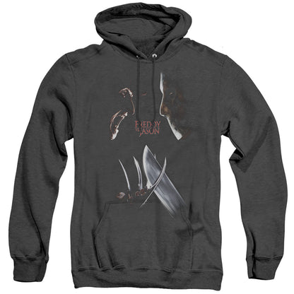 Freddy Vs Jason Face Off Mens Heather Hoodie Black Officially Licensed