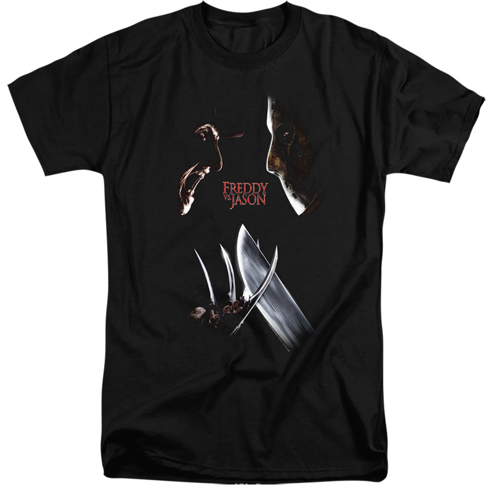 Freddy Vs Jason Face Off Mens Tall T Shirt Black Officially Licensed