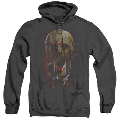 Freddy Vs Jason Mask And Claws Mens Heather Hoodie Black Officially Licensed