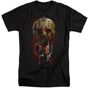 Freddy Vs Jason Mask And Claws Mens Tall T Shirt Black