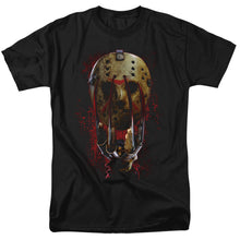 Load image into Gallery viewer, Freddy Vs Jason Mask And Claws Mens T Shirt Black