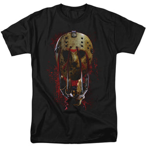 Freddy Vs Jason Mask And Claws Mens T Shirt Black