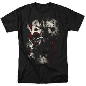 Freddy Vs Jason Scratches Mens T Shirt Black