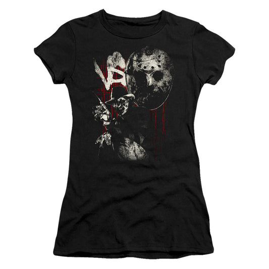 Freddy Vs Jason Scratches Junior Sheer Cap Sleeve Womens T Shirt Black