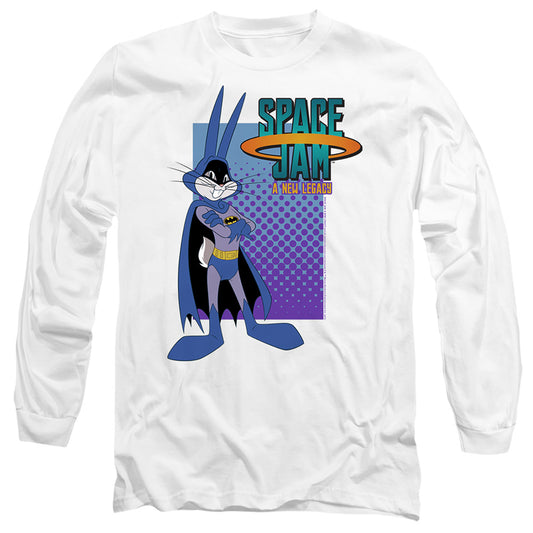 Space Jam 2 Bugs Batman Mens Long Sleeve Shirt White Officially Licensed