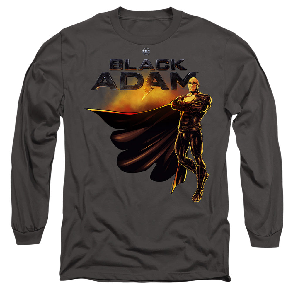 Black Adam Black Adam Logo With Character Mens Long Sleeve Shirt Charcoal Officially Licensed