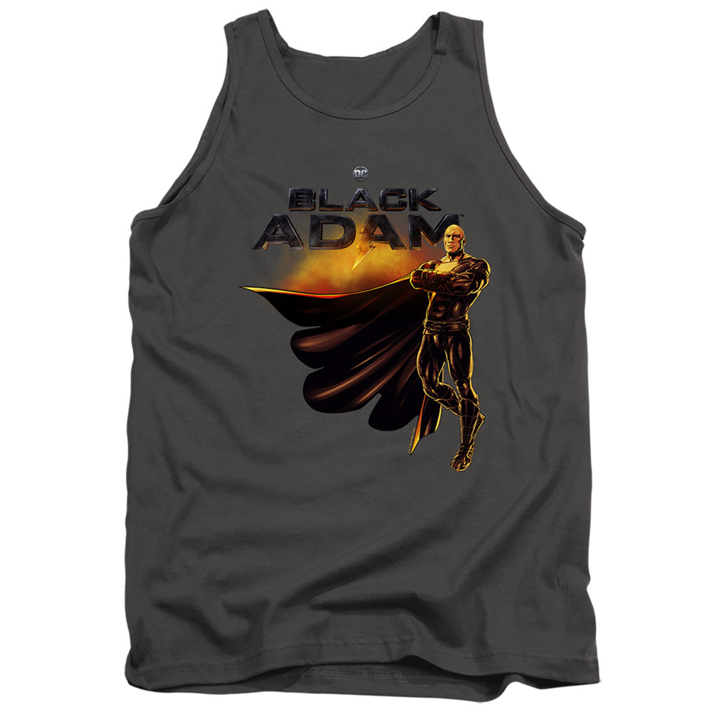 Black Adam Black Adam Logo With Character Mens Tank Top Shirt Charcoal