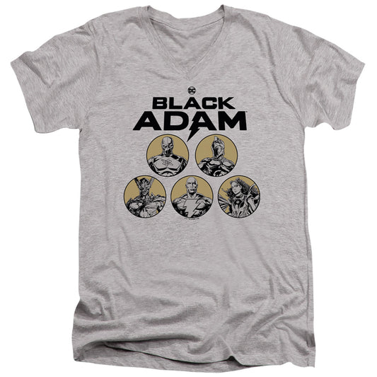 Black Adam Black Adam Contrast Group Mens Slim Fit V-Neck T Shirt Athletic Heather Officially Licensed