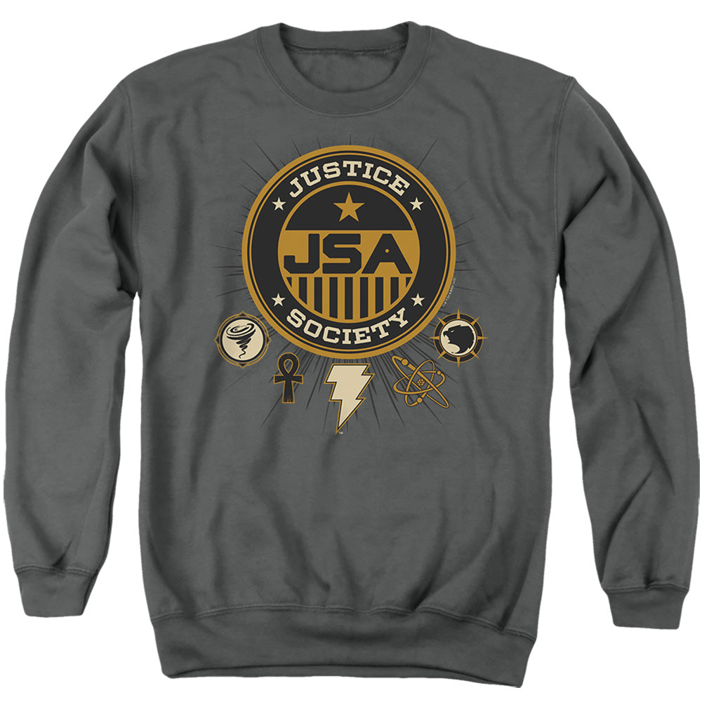 Black Adam Black Adam Justice Society Mens Crewneck Sweatshirt Charcoal