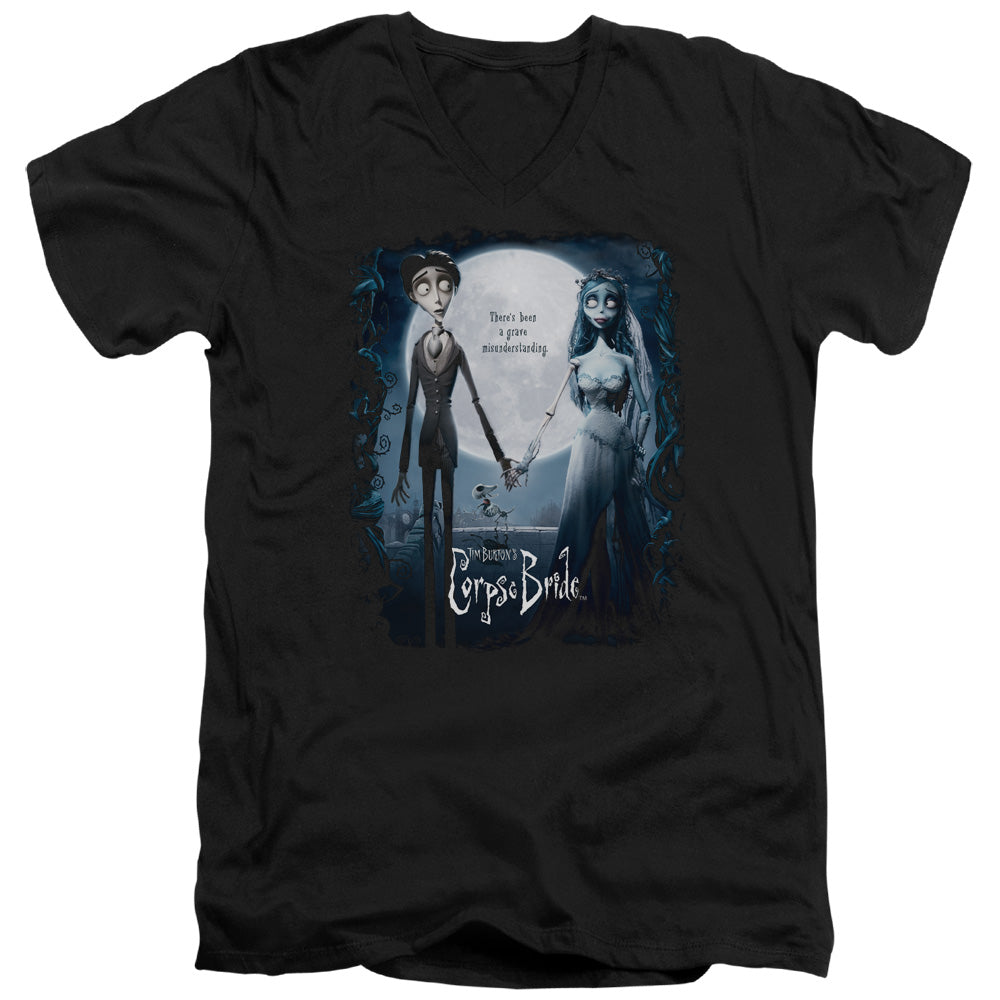 Corpse Bride Poster Mens Slim Fit V-Neck T Shirt Black