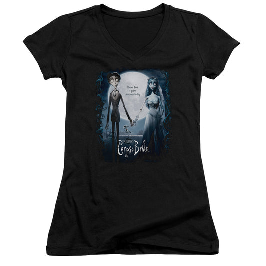 Corpse Bride Poster Junior Sheer Cap Sleeve V-Neck Womens T Shirt Black