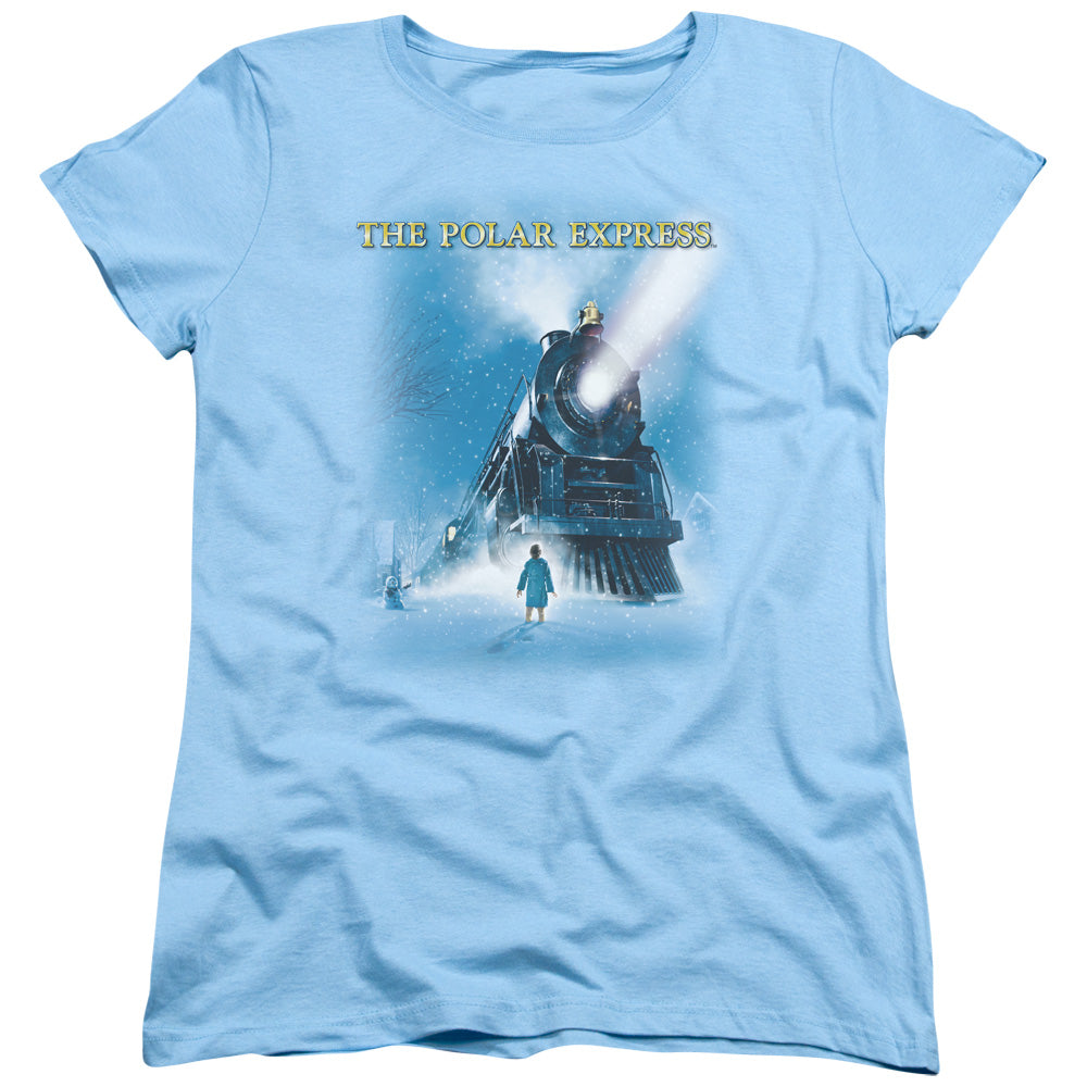 The Polar Express Big Train Womens T Shirt Light Blue