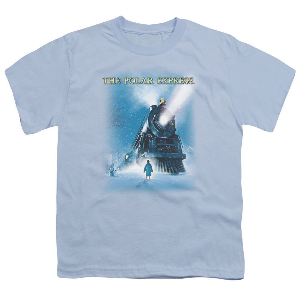 The Polar Express Big Train Kids Youth T Shirt Light Blue