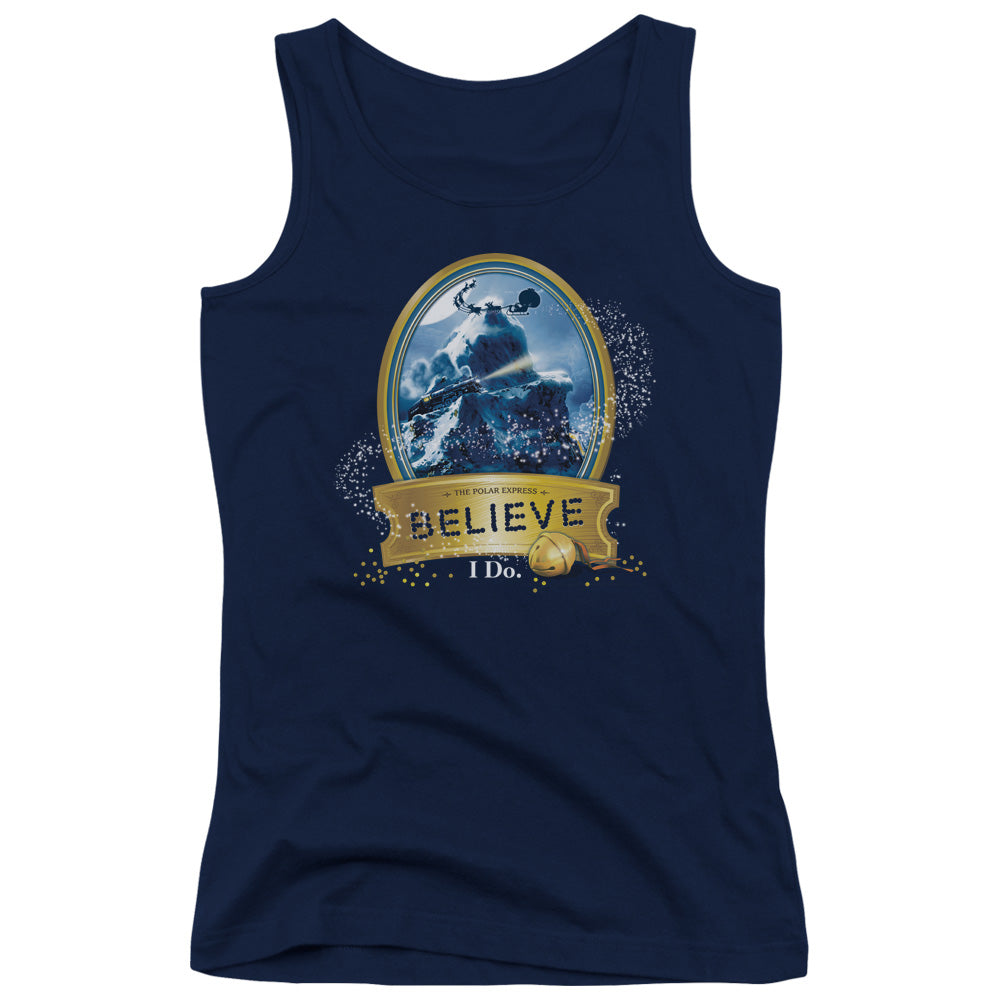 The Polar Express True Believer Womens Tank Top Shirt Navy Blue