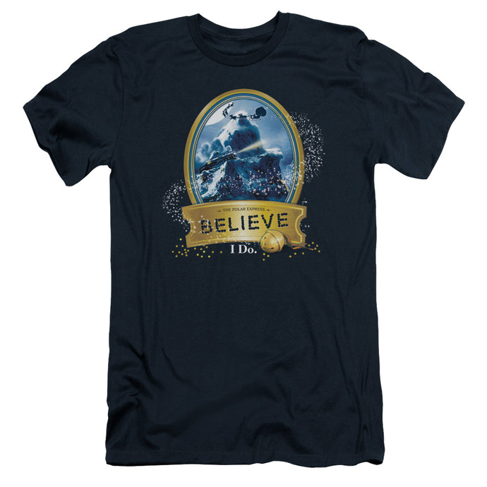 The Polar Express True Believer Slim Fit Mens T Shirt Navy Blue