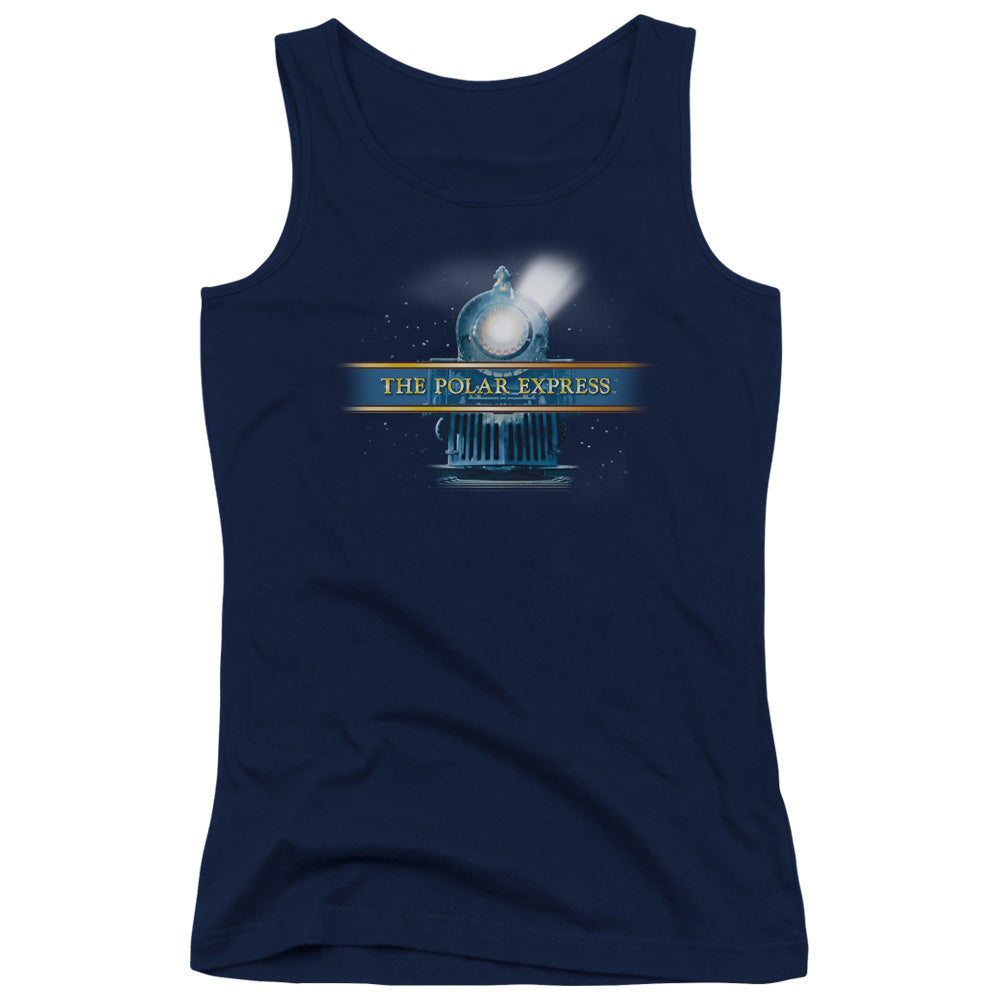 The Polar Express Train Logo Womens Tank Top Shirt Navy Blue