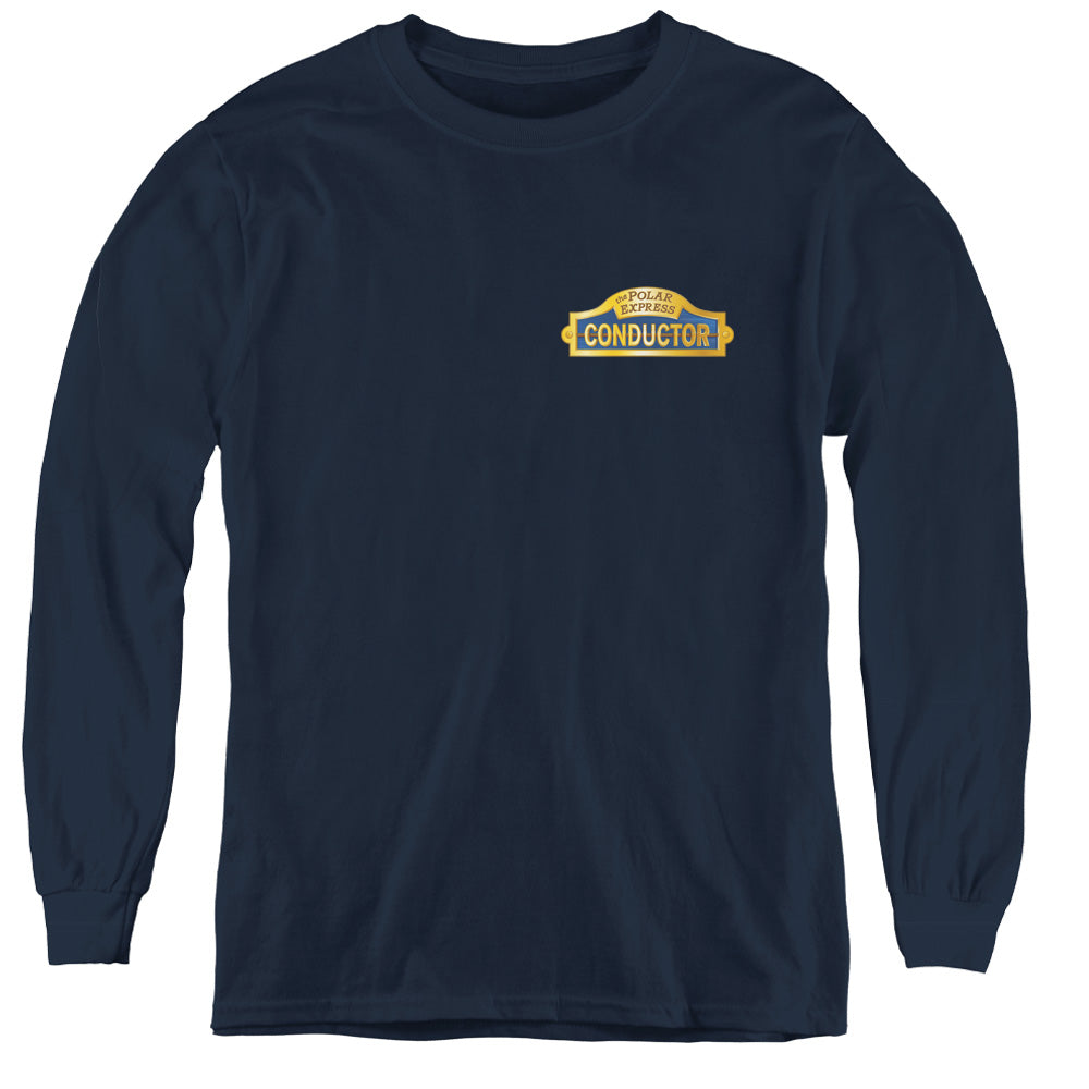 The Polar Express Conductor Long Sleeve Kids Youth T Shirt Navy Blue