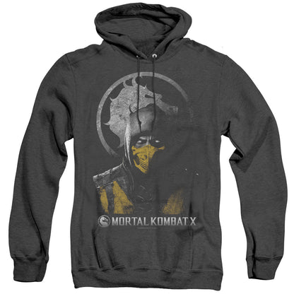 Mortal Kombat X Scorpion Bust Mens Heather Hoodie Black