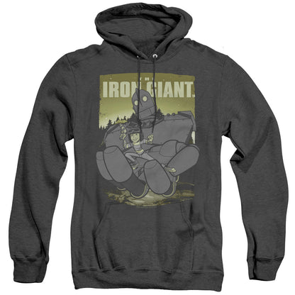 Iron Giant Helping Hand Mens Heather Hoodie Black Officially Licensed